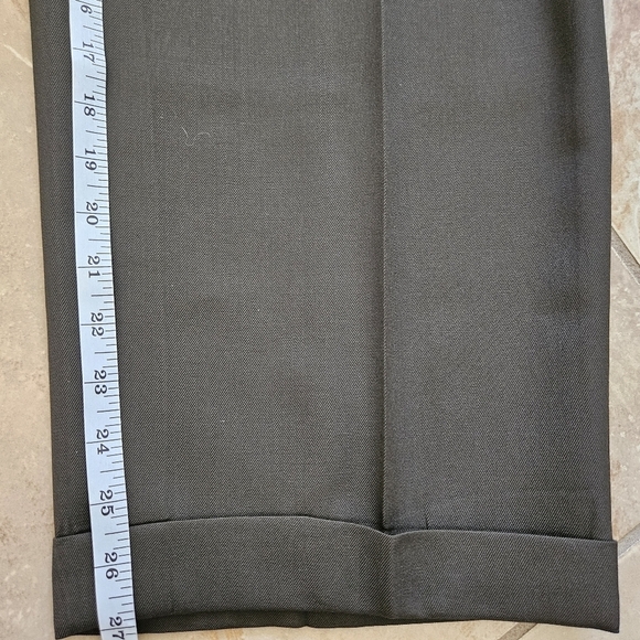 Monsieur by Givenchy Pleated Cuffed Slacks Trousers Pants Dark Olive Sz 42Rx27in - Picture 10 of 10